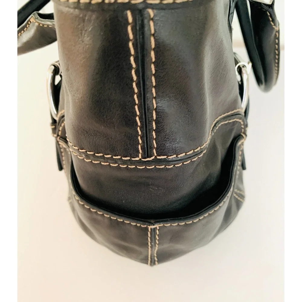 Michael Kors Y2K Black Crescent Brookville Buckle Hobo Bag‎ Silver Hardware RARE